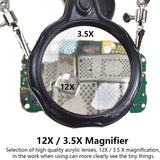 LXIANGN Led Light Helping Hands Soldering Magnifier Station Professional 3.5X 12X Magnifying Glass Stand with Alligator Clips for Soldering, Crafting and Inspecting Micro Objects LXIANGN