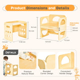 2 in 1 Montessori Weaning Table and Chair Set, Wooden Toddler Table and Chair Set with Blackboards, Adjustable Height Chair Step Stool,1-3 Year Old Kids Montessori Furniture for Boys and Girls Yojoker