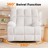 Eiayeebil Oversized Recliner Chair, 360° Swivel Rocker Recliner for Big Man, Extra Wide Manual Recliner, Overstuffed Soft Glider Rocking Sofa Chair for Living Room(Beige) Eiayeebil