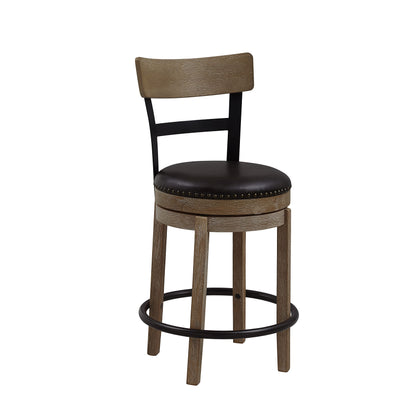 Ball & Cast Swivel Counter Height Barstool 24 Inch Seat Height Light Brown Set of 1, Brown Seat - WoodArtSupply