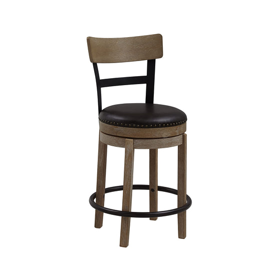 Ball & Cast Swivel Counter Height Barstool 24 Inch Seat Height Light Brown Set of 1, Brown Seat - WoodArtSupply