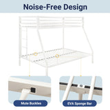 Allewie Metal Bunk Bed Twin Over Full Size for Junior & Adults with Ladder and Heavy Duty Guardrail, Small Space Saving Design for Bedroom Kid Room and Dorm, White Allewie