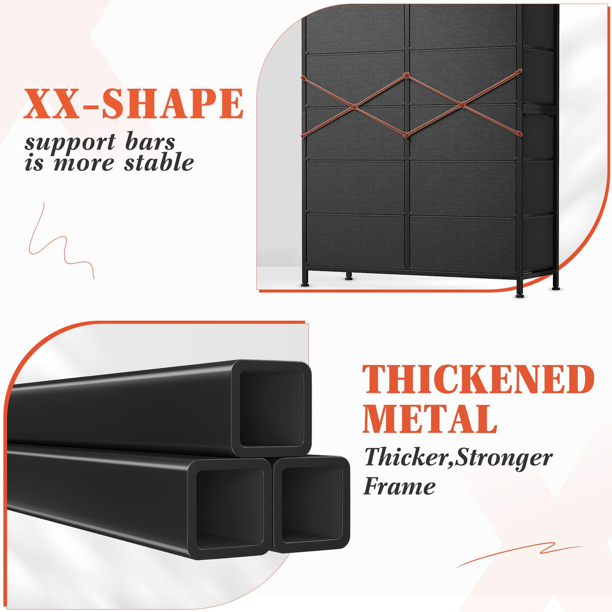 EnHomee 14 Drawer Dresser, Tall Dressers for Bedroom, Large Bedroom Dressers & Chests of Drawers, Sturdy Metal Frame & Wood Top, Easy Assembly, Closet, Living Room, Rustic Brown EnHomee