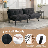 Edbuosy Comfortable Futon Sofa Bed, Memory Foam Loveseat, Convertible Adjustable Sofa Bed CouchSuitable for Office, Home, and Bedroom (Black) Edbuosy