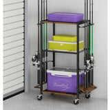 ZHOOGE Fishing Rod Holders for Garage, Fishing Pole holders Fishing Pole Rack Holds up to 8 Rods and Reel Combos, Fishing Gear Equipment Organizer Storage Solution for Garage Basement or Indoor ZHOOGE