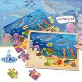 Wooden Puzzles for Kids Ages 3-5, 6 Packs 24 PCs Jigsaw Puzzles Preschool Educational Brain Teaser Boards Toys Gifts for Children, Wood Puzzles for 3 4 5 6 Year Old Boys Girls VIJYYZT