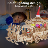 3D Wooden Pumpkin Cart Model Kits, Brainteaser and Puzzle, Vintage Wooden Jigsaw Puzzles with Music Box and LED Light, Wooden Model Kits for Kids, Model Car Kits Wooden 3D Puzzles SANCOOMEER