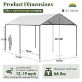 GOJOOASIS 10x20 Carport Heavy Duty Portable Garage Shelter Metal Car Canopy Tent with UV-Resistant & Weatherproof Top Cover for RV & Vehicles (White, 10x20 Without sidewalls) GOJOOASIS