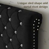 Belffin Full Size Bed Frame with 2 Storage Drawers, Upholstered Bed Frame with Adjustable Diamond Headboard, Velvet Modern Platform Bed Frame, No Box Spring Needed, Easy to Assemble, Black Belffin