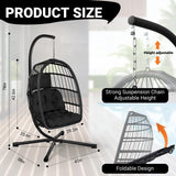 LEVELEVE Egg Chair with Stand,Patio Rattan Wicker Hanging Swing Egg Chair Hammock Chair for Bedroom Porch Garden,Thickened Aluminum Alloy Steel Frame and UV Resistant Cushion,350LBS Capacity LEVELEVE