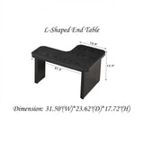 FIVEGIVEN Black Modern Coffee Table - Modular L Shaped Convertible to Square/Rectangle, 47.2 Inch Wooden Coffee Table with Rounded Corners & Adjustable Feet FIVEGIVEN