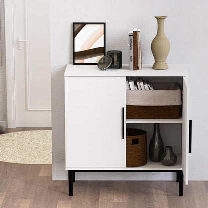 REHOOPEX Storage Cabinet, Modern Accent Buffet Cabinet, Free Standing Sideboard and Buffet Storage with Door, Wood Buffet Sideboard for Bedroom, Living Room, Kitchen or Hallway (1, White) - WoodArtSupply