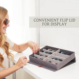 ZICOTO Beautiful Sunglass Storage Organizer For 8 Pairs - A Stylish Linen Case Protects and Displays All Your Glasses - The Perfect Storage Organizer To Hold Multiple Glasses Safe and Dust Free ZICOTO
