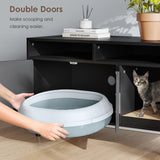 YDTOP Cat Litter Box Enclosure, Hidden Litter Box Furniture with Cat Scratch Pad, Wooden Pet House Side End Table, Storage Cabinet Bench for Living Room, Bedroom, Washroom - Black YDTOP