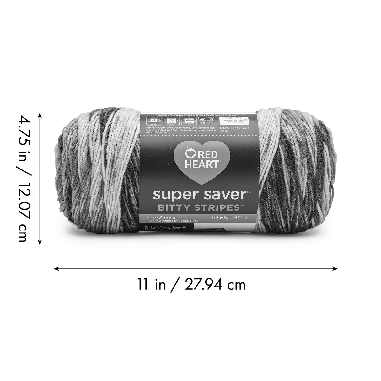 Red Heart Super Saver Bitty Stripe Crayon Box Yarn - 2 Pack of 10oz/283g - 100% Acrylic - #4 Worsted (Medium) - 515 Yards - Knitting/Crochet Red Heart