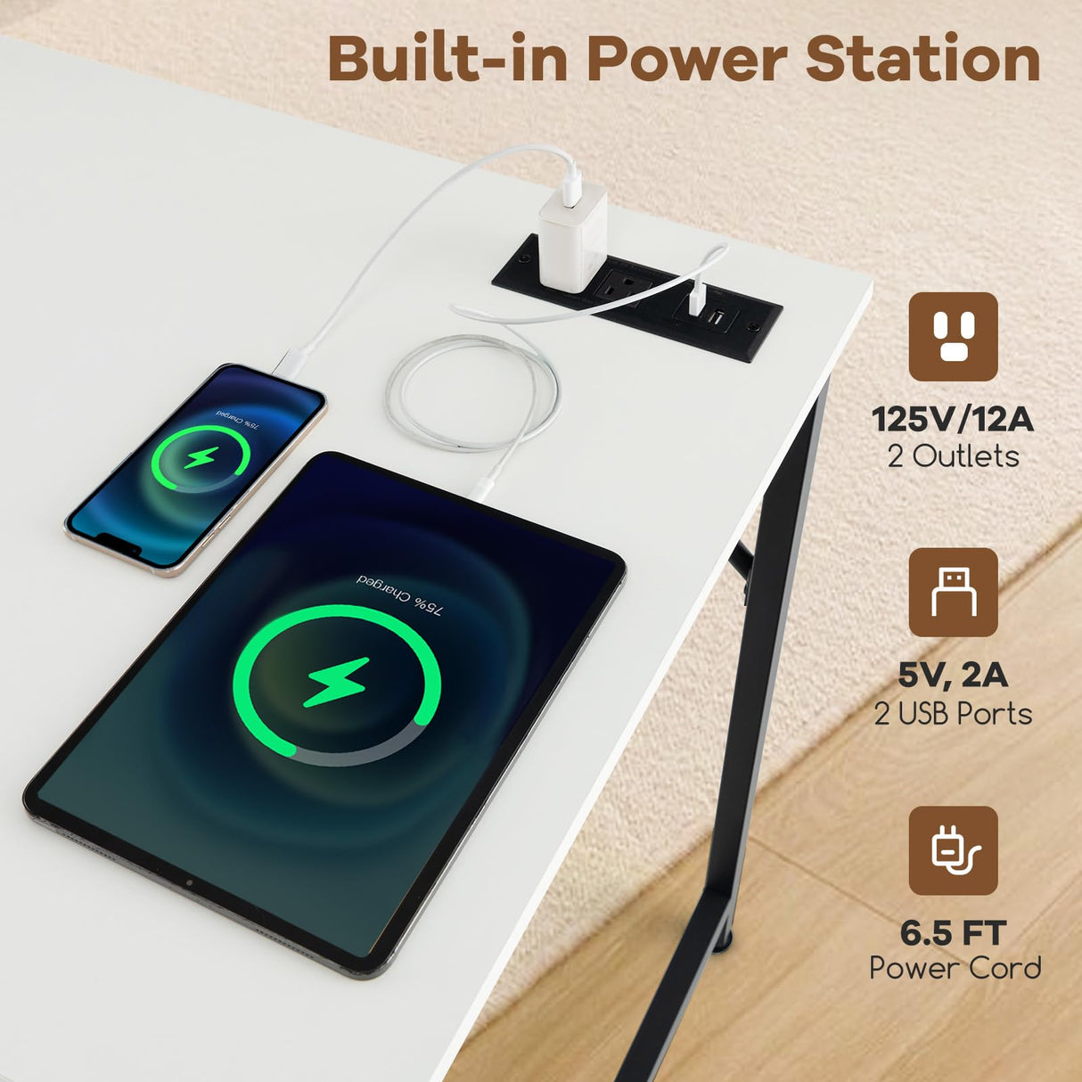 Tangkula 60" Conference Desk Set of 4, Modern Boardroom Desk with Storage Bag, Headphone Hook, Sturdy Metal Frame, Rectangular Seminar Table with Charging Station Tangkula