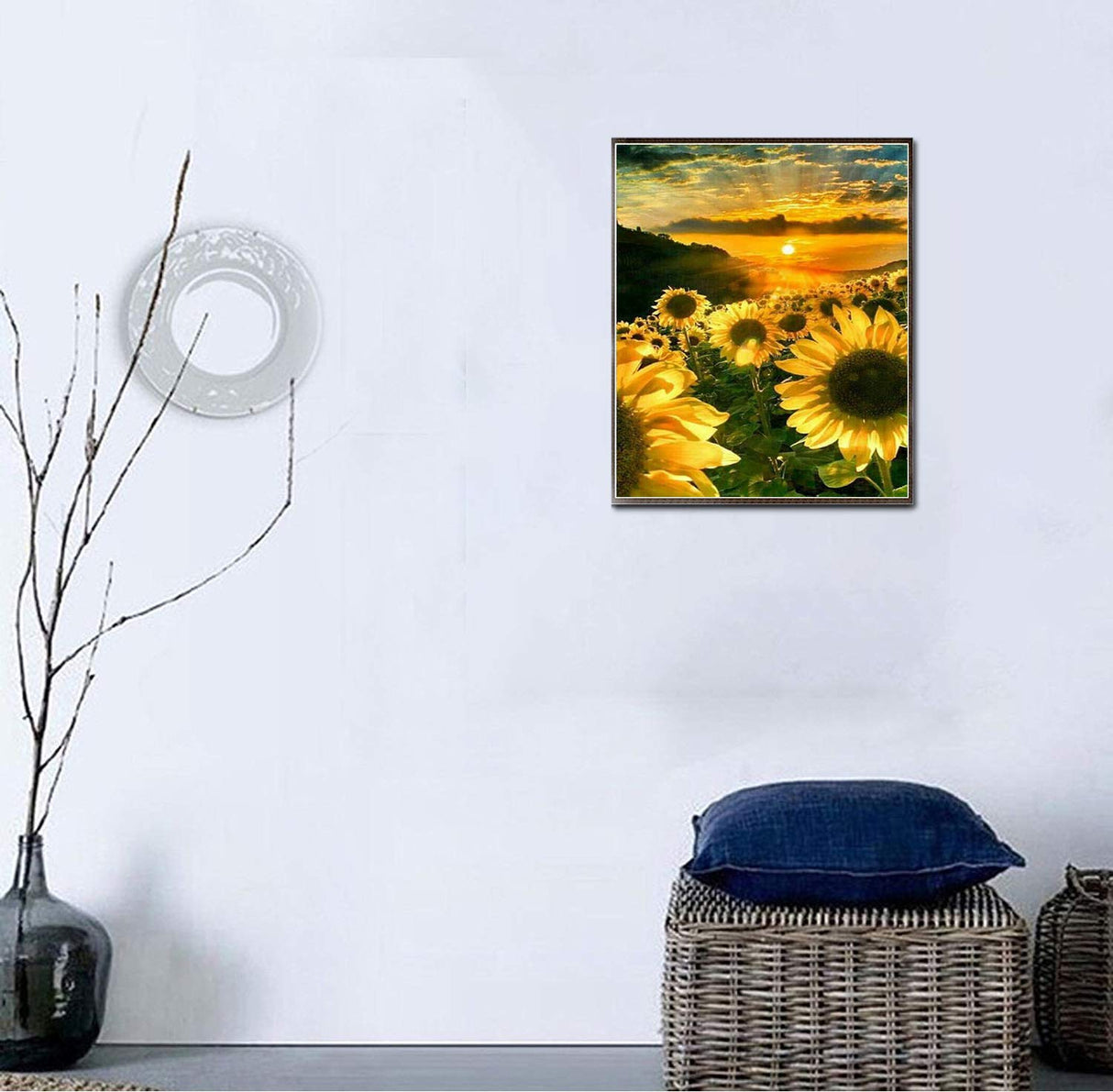 DIY 5D Diamond Painting Kits for Adults Full Drill Embroidery Paintings Rhinestone Pasted DIY Painting Arts Craft for Home Wall Decor（Sunflower in The Sunset） Kemladio