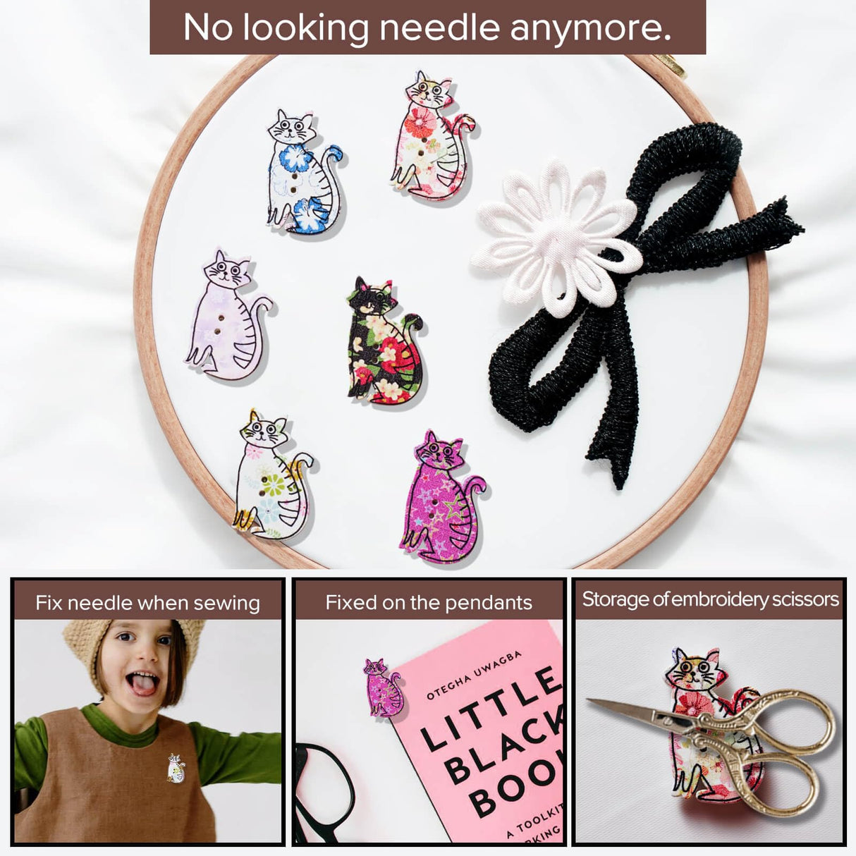 6pcs Needle Minder for Cross Stitch,Sewing Magnetic Needle Keeper,Cute Cat Cartoon Minders,Needle Holder for Embroidery,Needlework Storage Accessory, Gift for Cross Stitch Lover（48-Needle） Generic