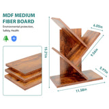 ZRWD Tree Bookshelf, 3-Tier Small Book Storage Organizer Shelves Floor Standing Bookcase, Wood Storage Rack for Office Home School Shelf Display for Cd/Magazine(Rustic Brown) ZRWD