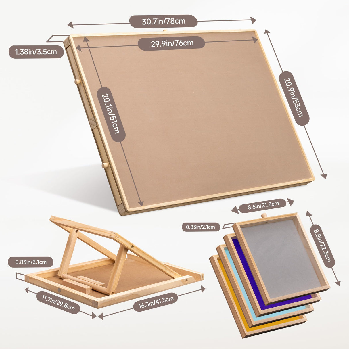 Tektalk Jigsaw Puzzle Table with Integrated Adjustable Stand/Bracket and Removable Cover, 3-Tilting-Angle Wooden Plateau Portable Puzzle Board with 4 Sorting Drawers, for Up to 1000 Pieces Tektalk