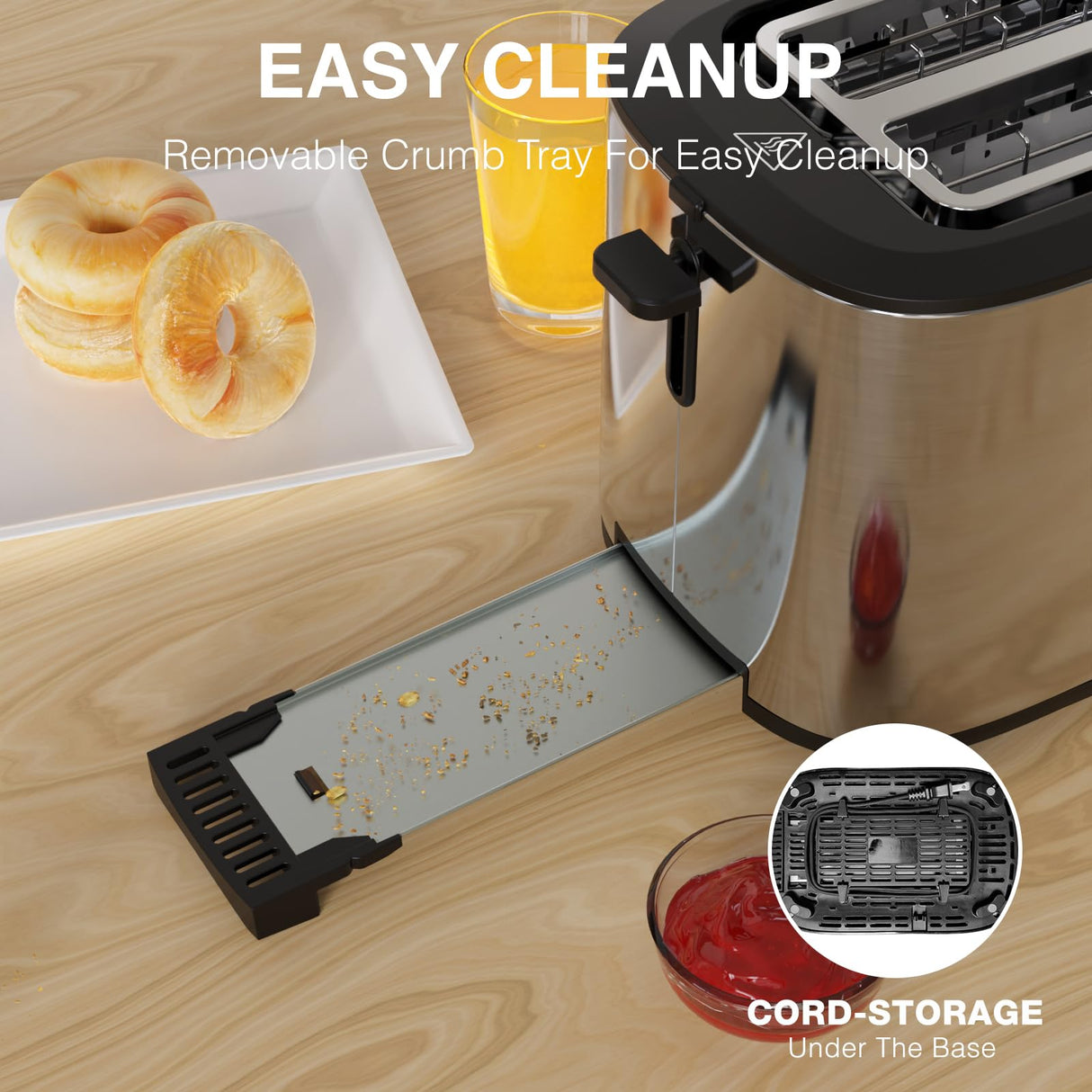 Anfilank Extra Wide Slot 2-Slice Toaster with Digital Countdown Timer, Stainless Steel, 6 Browning Settings, Built-in Warming Rack, Cancel/Bagel/Defrost Functions Anfilank