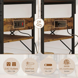 Bestier Rustic Brown 5-Tier Bakers Rack with Power Outlet and Storage Solutions Bestier