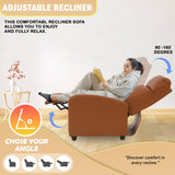 PayLessHere Recliner Chair Single Reclining Sofa Home Theater Seating with Lumbar Support and PU Leather Padded Backrest for Living Room and Bedroom (Tan) PayLessHere