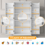 kepptory 51” Pantry Cabinets, White Freestanding Kitchen Pantry Storage Cabinet with Adjustable Shelves, Buffet Cupboards Storage Cabinet for Home Office Use, White + Gold kepptory