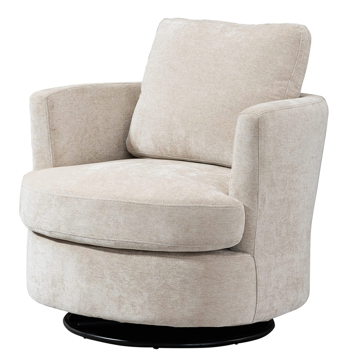 ODUWA Swivel Barrel Chair,31.9" W Modern Round Accent Arm Chairs Upholstered Comfy 360 Degree Swivel Single Circle Club Sofa Chair for Nursery Living Room Bedroom, Beige ODUWA