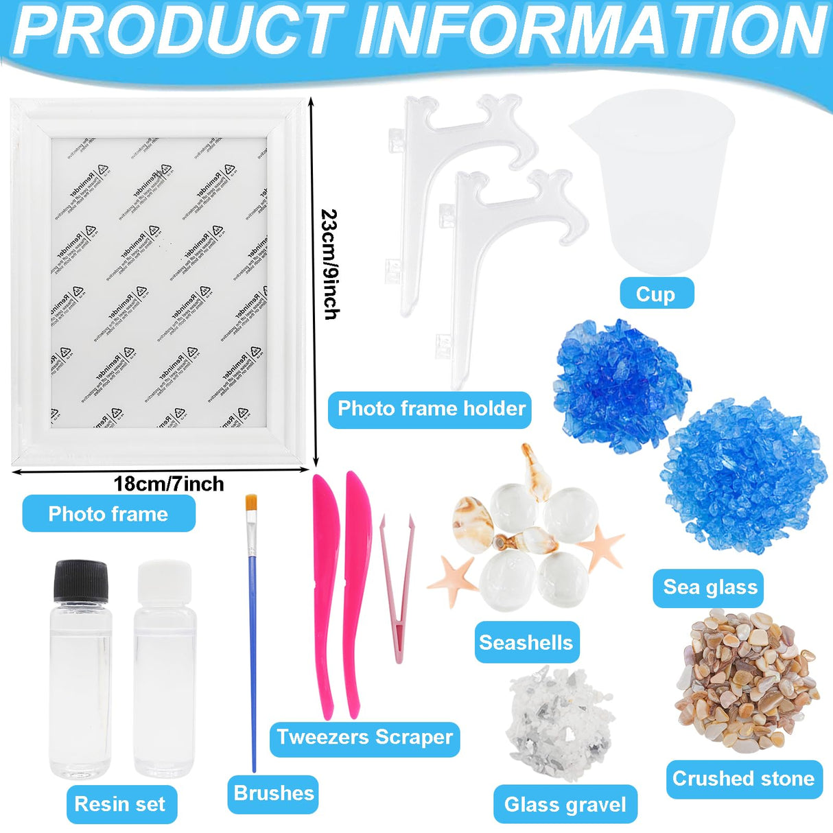 SZHTSWU DIY Photo Frame Kit, Heart Mosaic Arts Craft Kit with Resin Beach Stained Sea Glass Art and Photo Frame for Adults Home Decoration SZHTSWU