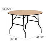 Flash Furniture Furman 4-Foot Round Wood Folding Banquet Table with Clear Coated Finished Top, 48 in Round, Natural Flash Furniture