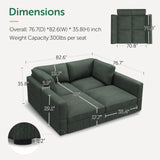 HONBAY Modular Sectional Couches with Storage Corduroy Sectional Sleeper Sofa Modular Sectional Couches for Living Room,Green HONBAY