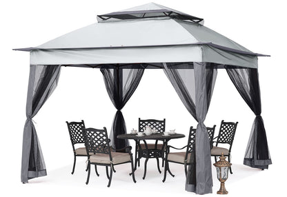 MASTERCANOPY Patio Gazebo Outdoor Pop Up Gazebo with Mesh Walls (Dark Gray, 11x11) - WoodArtSupply