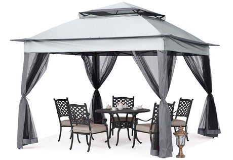 MASTERCANOPY Patio Gazebo Outdoor Pop Up Gazebo with Mesh Walls (Dark Gray, 11x11) MASTERCANOPY