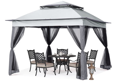 MASTERCANOPY Patio Gazebo Outdoor Pop Up Gazebo with Mesh Walls (Dark Gray, 11x11)