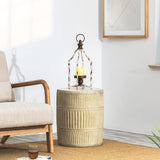 Glitzhome Farmhouse White Metal Lanterns Decorative Hanging Candle Lanterns (White Small) Glitzhome