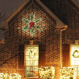 YEAHOME 48 Inch Large Christmas Wreath, 4 FT Pre-Lit Christmas Star Wreaths for Front Door with 120L Warm White LED Lights, Bow-tie, Berries, Pine Cones for Xmas Outdoor Indoor Wall Home Decorations YEAHOME