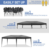 VINGLI 10x20 ft Pop Up Canopy Tent with 6 Sidewalls, Canopy 10x20 with Carry Bag, Outdoor Gazebo Canopy Tent Camping Tent, Patio Event Tent Outdoor Canopy Commercial Canopy(Black) VINGLI
