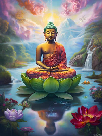 UIBDVKS DIY The Noble Buddha Diamond Painting Buddhist Buddha Paint by Numbers for Adults Full Round Diamond Art Kits for Room Decor Living Room Decor 12x16 inch