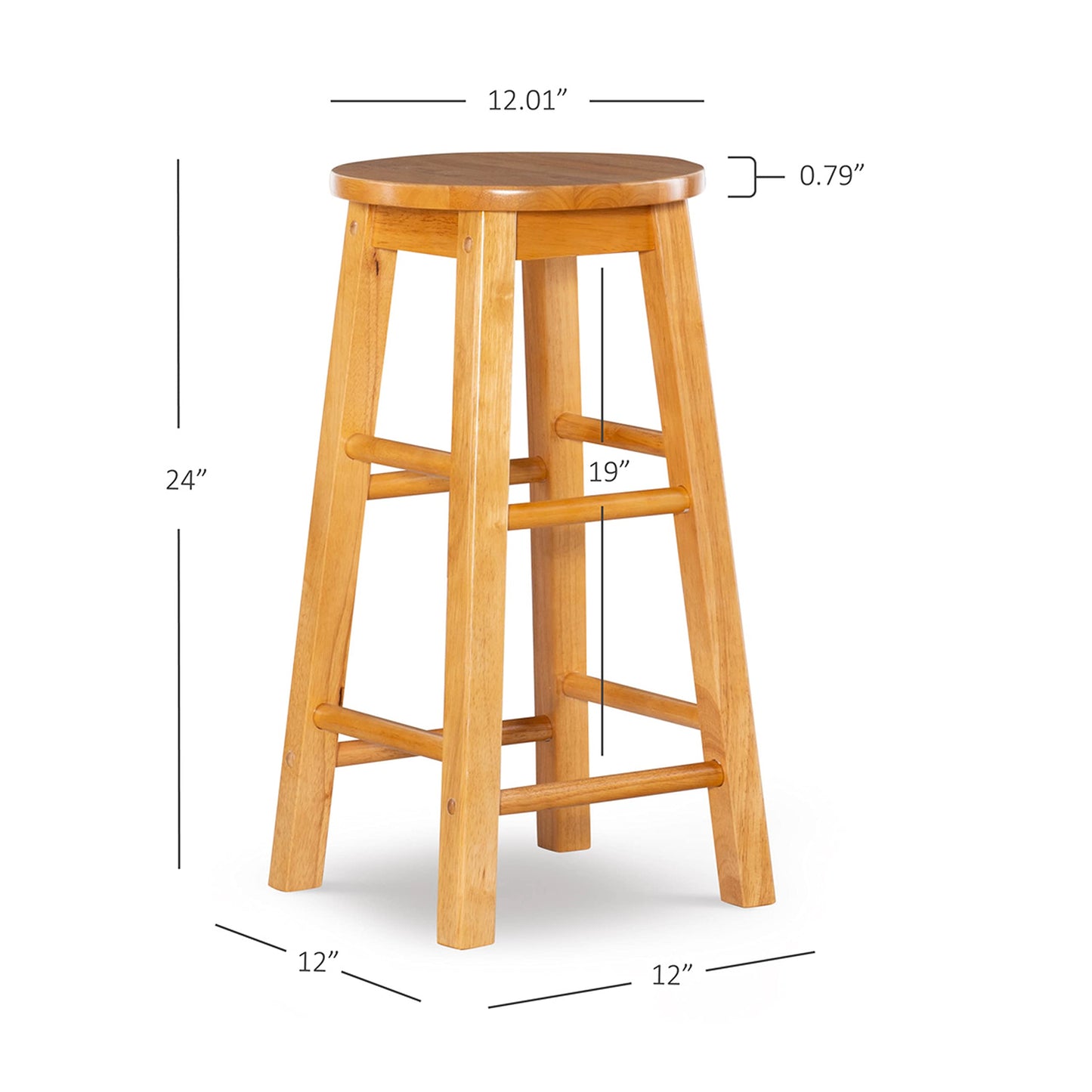 Linon Natural Barstool with Round Seat, 24-Inch - WoodArtSupply