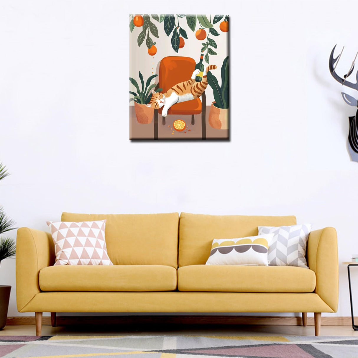 Animal Cats Paint by Numbers for Adults Beginner Wildlife Hold The Wine Bottle Oil Painting Kit on Canvas with Brushes Acrylic Pigment Tropical Monsterat Paintwork Home Decor 16x20In (Frameless) Tucocoo