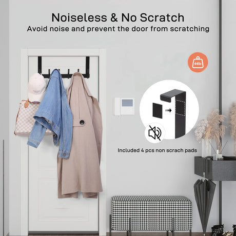 Over The Door Hooks, Door Hanger Hooks for Hanging, Over The Door Towel Racks for Bathroom with 12 Coat Hooks, Over The Door Hanger, Coat Rack Hat Rack Over The Door Organizer Optish