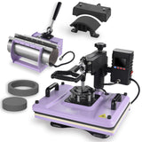 PlanetFlame Heat Press Machine 12x15 Inch, 360° Swing Away 5 in 1 Heat Transfer Machine, Multifunctional Heat Transfer Press Machine with 30OZ Tumbler Attachment for Hat/Plate/T-Shirt/Mug, Purple PlanetFlame