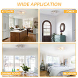 Bargeni Flush Mount Ceiling Light,13-inch Ceiling Light Fixture,3-Light Kitchen Light Fixtures,Rustic Antique White Finish,Farmhouse Light Fixtures for Bedroom,Living Room,Kitchen,Hallway and Foyer Bargeni