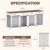Timechee Extra Large Dog Crate with Double Rooms, 93" Heavy Duty Wooden Dog Cage Furniture Dog Crate Kennel w/Drawers & Removable Divider,Indoor Luxury Dog House for Large Dogs,White Timechee