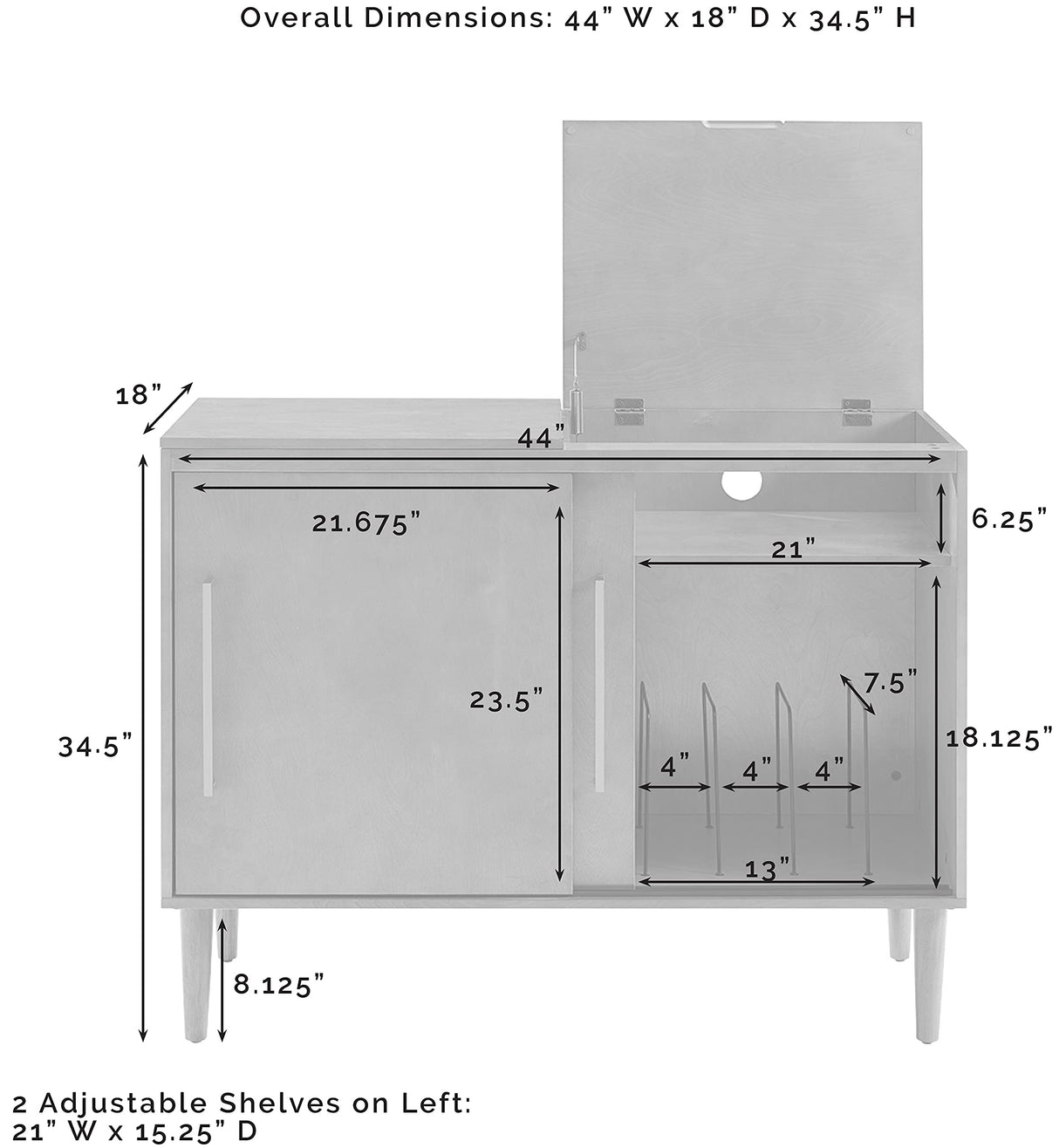 Crosley Furniture Everett Media Console and Record Player Stand with Storage for Vinyl Records, Matte Black Crosley Furniture