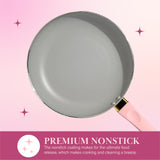 Paris Hilton Epic Nonstick Pots and Pans Set, Multi-layer Nonstick Coating, Tempered Glass Lids, Soft Touch, Stay Cool Handles, Made without PFOA, Dishwasher Safe Cookware Set, 12-Piece, Pink Paris Hilton