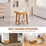 VEVOR Teak Shower Bench with Handles, 22in Waterproof Wood Shower Stool with Storage Shelf Non-Slip Feet, 300 lbs Load Capacity Shower Chair Seat, for Bathroom Indoor and Outdoor Use VEVOR