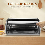 ENLOY Bread Box for Kitchen Counter, Stainless Steel Roll Top Bread Bin, Sliver Bread Storage Holder with Lid, Large Capacity Bread Keeper, 17 x 11 x 7 Inches ENLOY