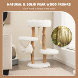 Tangkula Cat Tree Tower, Solid Wood Modern Cat Tower with Cozy Top Perch, 2 Platforms & 1 Hammock, Natural Branch Cute Cat Tree with Scratching Posts & Sisal Rope for Indoor Cats Tangkula